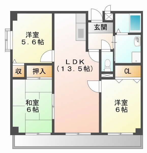 茨木市蔵垣内の賃貸物件間取画像