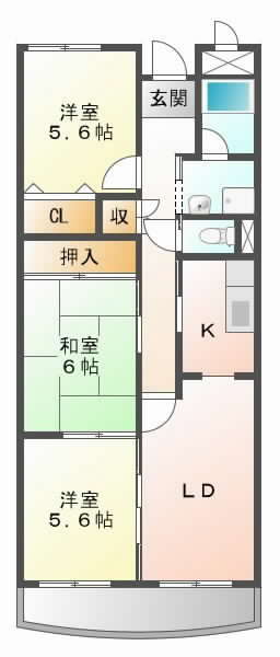 茨木市蔵垣内の賃貸物件間取画像