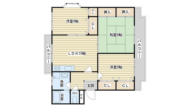 茨木市鮎川の賃貸物件間取画像