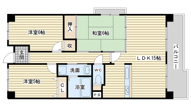 茨木市沢良宜東町の賃貸物件間取画像