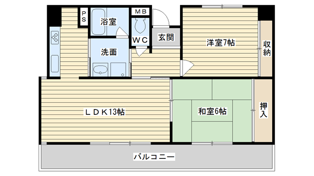 茨木市真砂の賃貸物件間取画像