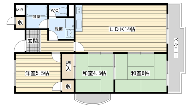 茨木市玉櫛の賃貸物件間取画像