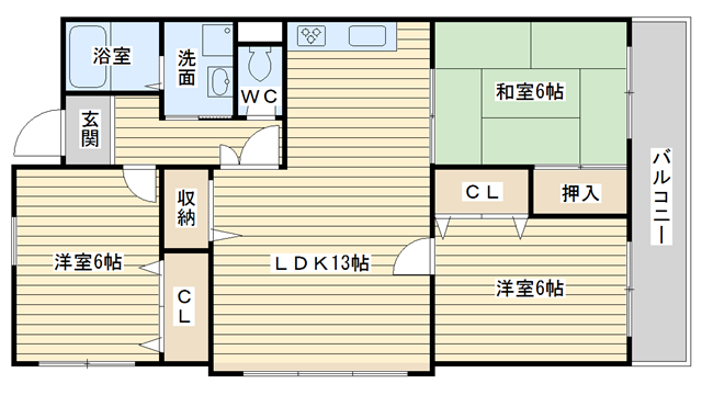 茨木市若園町の賃貸物件間取画像