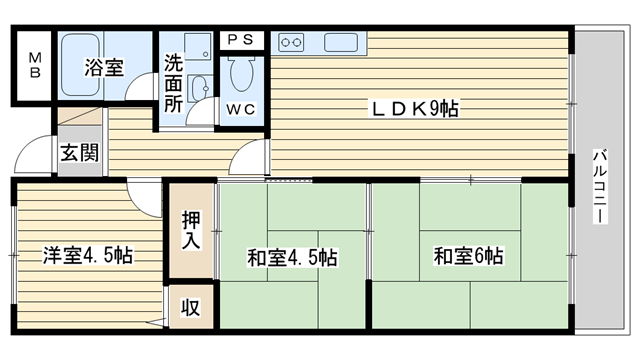 茨木市寺田町の賃貸物件間取画像