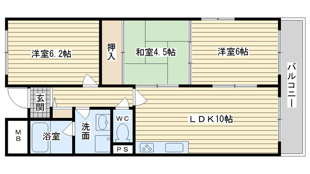 茨木市駅前の賃貸物件間取画像