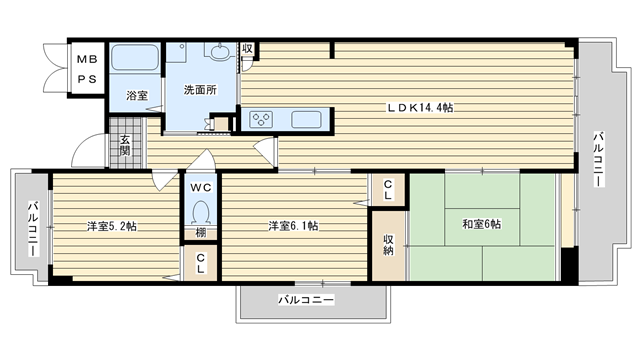 茨木市星見町の賃貸物件間取画像