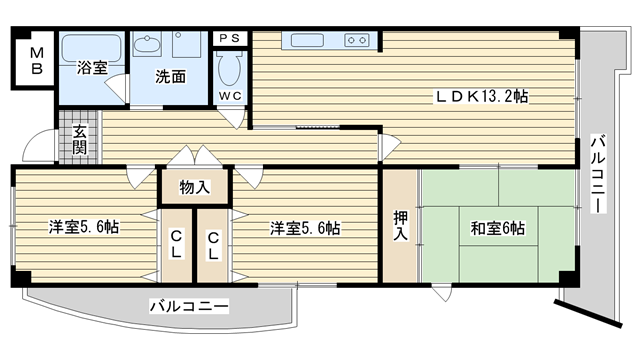 茨木市沢良宜西の賃貸物件間取画像