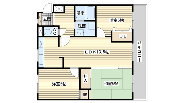 茨木市若園町の賃貸物件間取画像