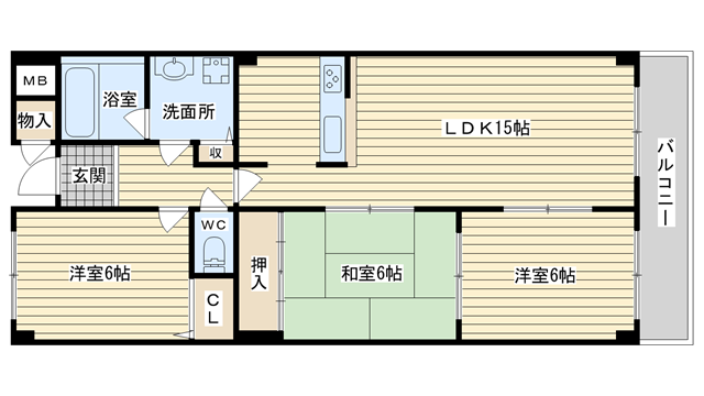 茨木市若園町の賃貸物件間取画像