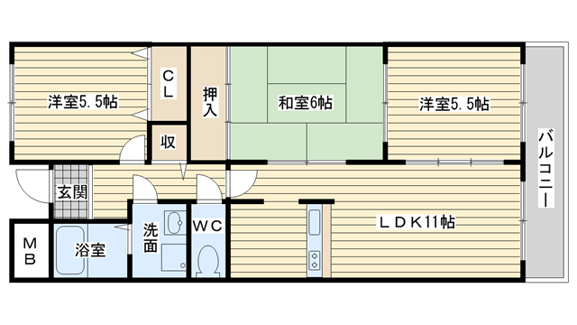 茨木市若園町の賃貸物件間取画像