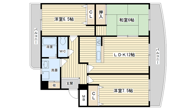 茨木市五十鈴町の賃貸物件間取画像