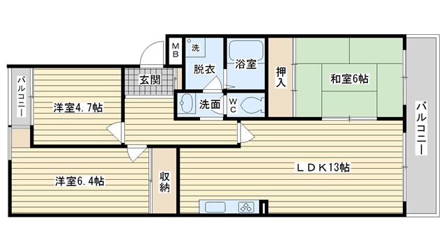 茨木市中穂積の賃貸物件間取画像