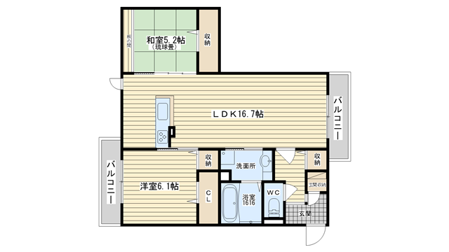 茨木市桑田町の賃貸物件間取画像