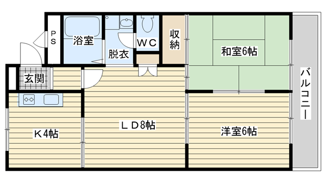 茨木市中津町の賃貸物件間取画像