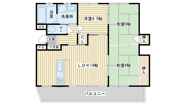 茨木市永代町の賃貸物件間取画像