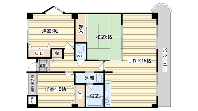 茨木市若草町の賃貸物件間取画像