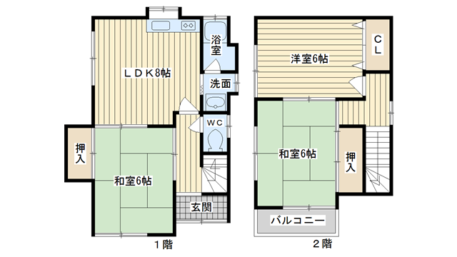 茨木市鮎川の賃貸物件間取画像