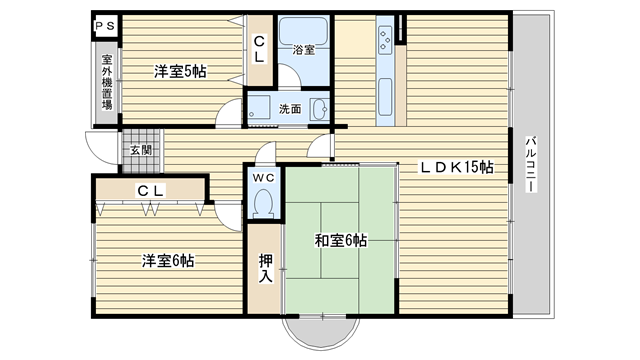 茨木市玉櫛の賃貸物件間取画像