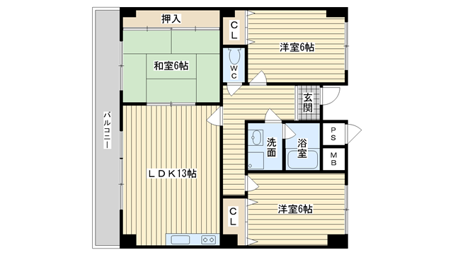 茨木市沢良宜西の賃貸物件間取画像