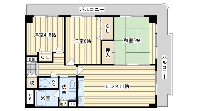 茨木市真砂の賃貸物件間取画像