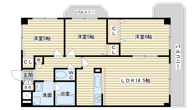 茨木市玉櫛の賃貸物件間取画像