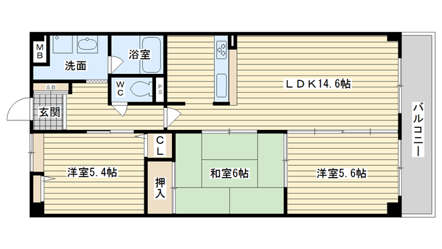 茨木市上中条の賃貸物件間取画像