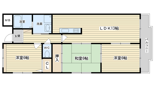 茨木市玉瀬町の賃貸物件間取画像