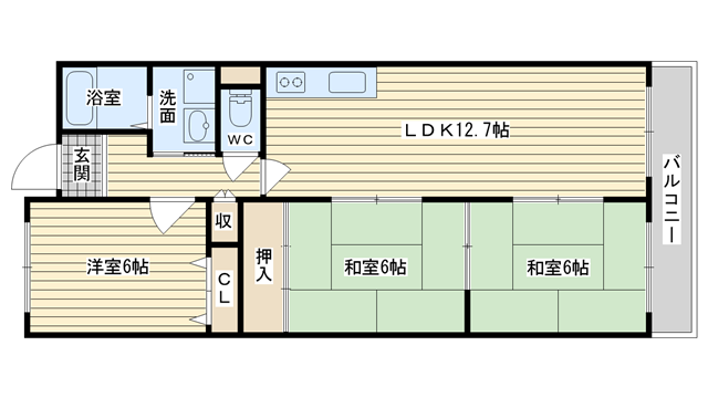 茨木市蔵垣内の賃貸物件間取画像