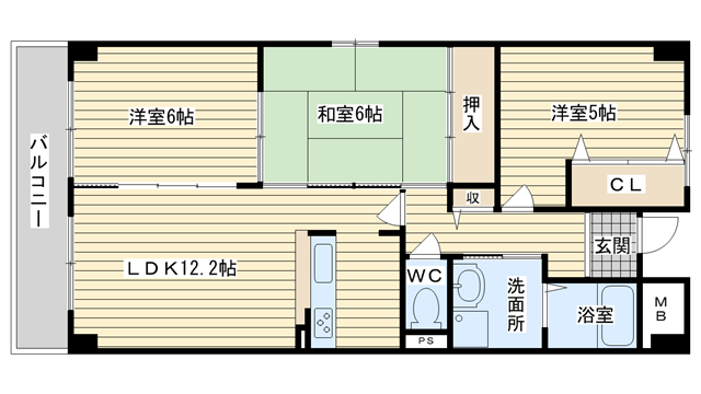 茨木市上中条の賃貸物件間取画像