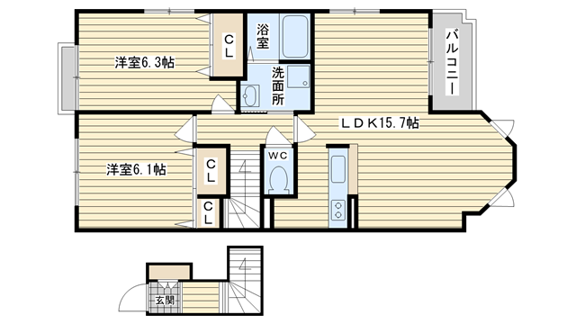 茨木市上穂積の賃貸物件間取画像