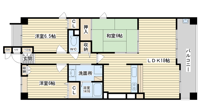 茨木市東奈良の賃貸物件間取画像