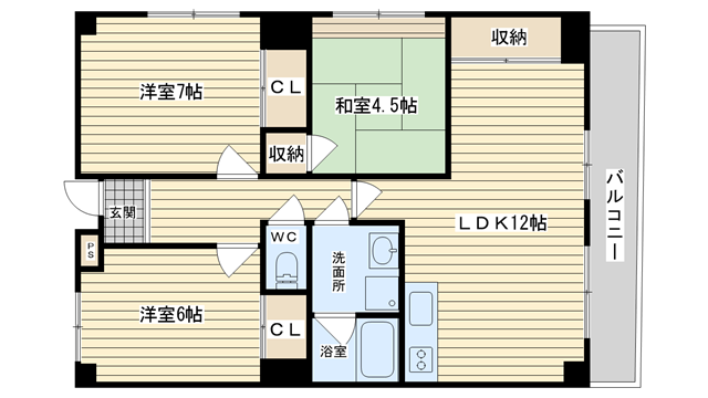 茨木市若園町の賃貸物件間取画像