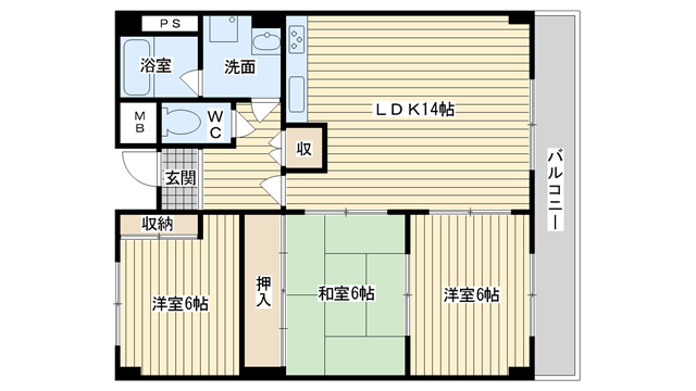 茨木市若園町の賃貸物件間取画像