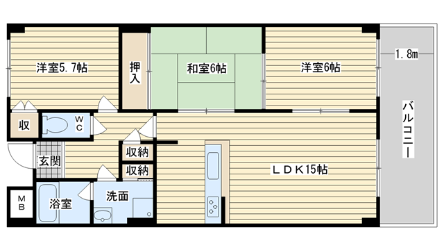 茨木市沢良宜西の賃貸物件間取画像