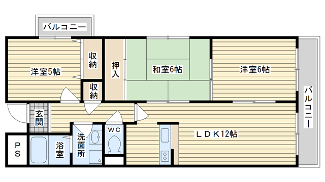 茨木市宮元町の賃貸物件間取画像