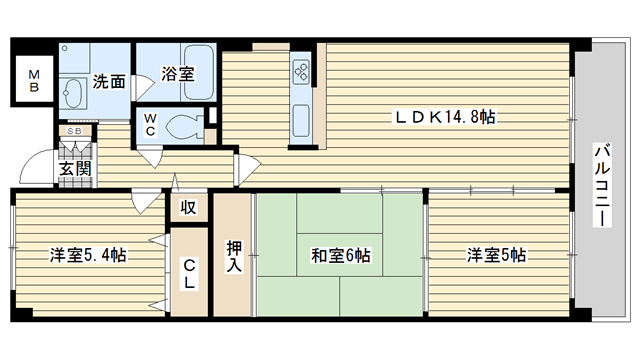 茨木市横江の賃貸物件間取画像