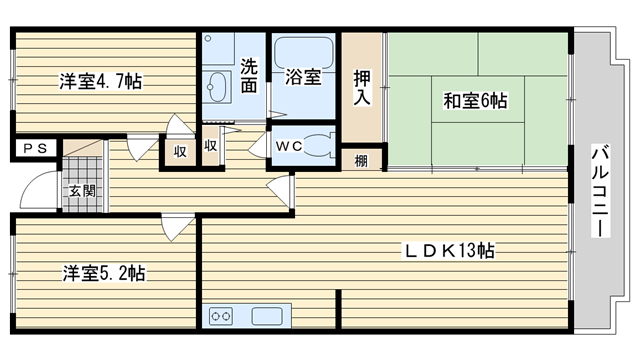 茨木市蔵垣内の賃貸物件間取画像