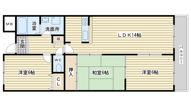 茨木市若園町の賃貸物件間取画像