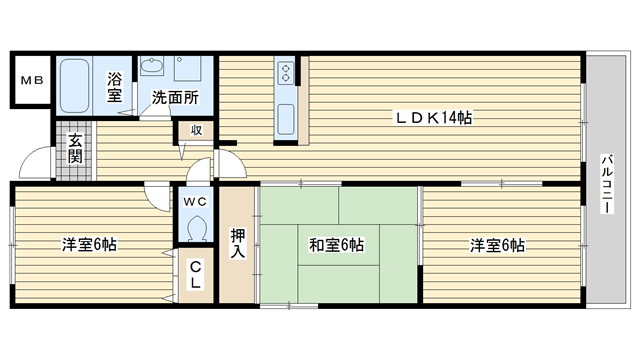 茨木市若園町の賃貸物件間取画像