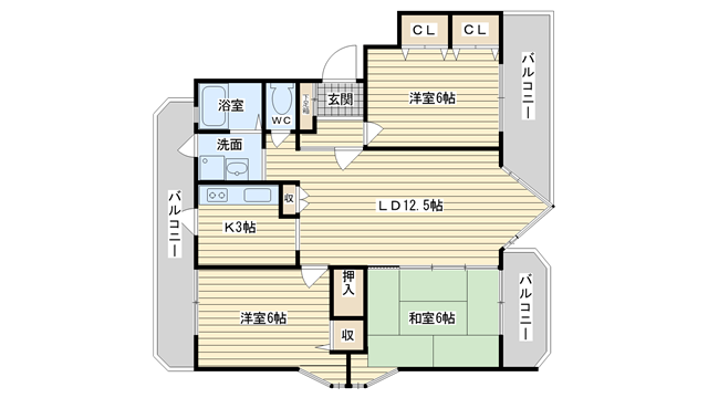 茨木市舟木町の賃貸物件間取画像