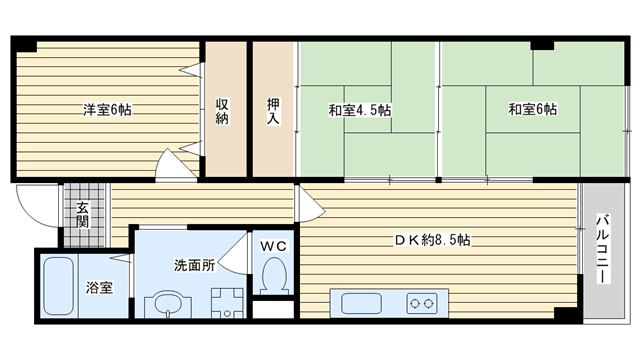 茨木市郡の賃貸物件間取画像