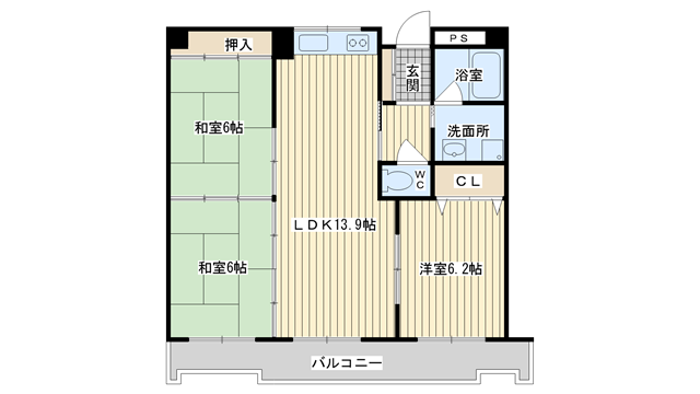 茨木市上中条の賃貸物件間取画像