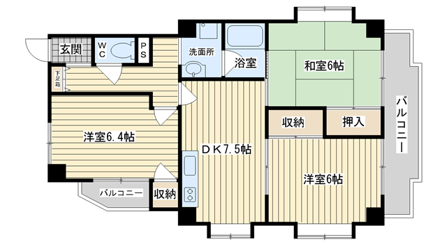 茨木市穂積台の賃貸物件間取画像