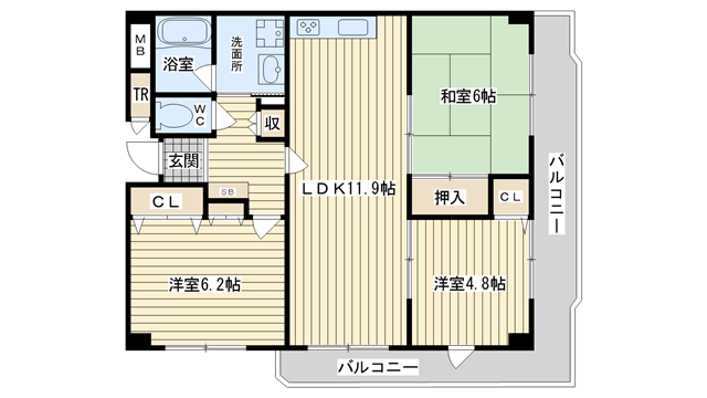 茨木市玉島の賃貸物件間取画像