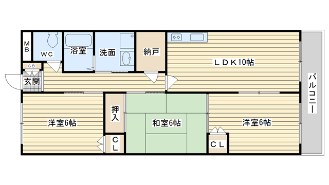 茨木市十日市町の賃貸物件間取画像