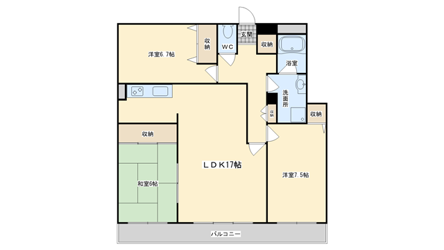 茨木市玉櫛の賃貸物件間取画像