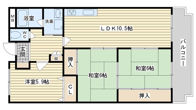 茨木市真砂の賃貸物件間取画像