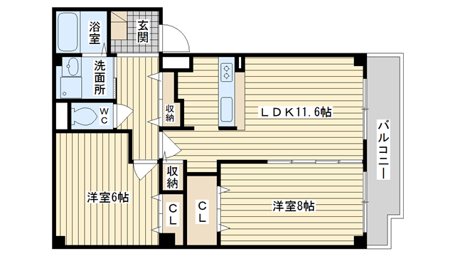 茨木市末広町の賃貸物件間取画像