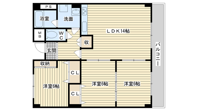 茨木市若園町の賃貸物件間取画像