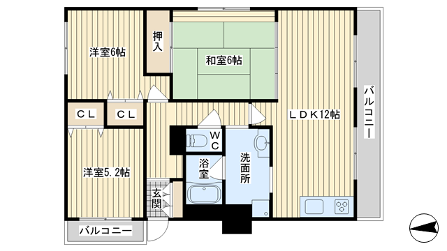 茨木市元町の賃貸物件間取画像